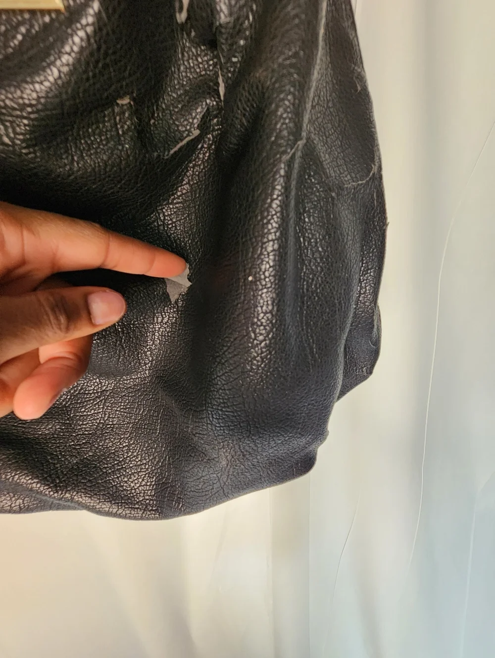 Black Faux Leather Slouchy Hobo Bag w/ Gold Hardware